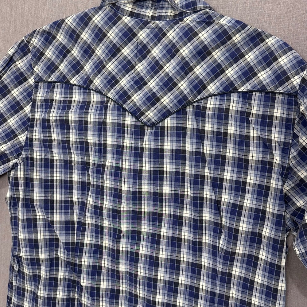 GUESS Plaid Long Sleeve‎ Button Down Shirt Blue White Black Western Style XL Y2K - Picture 4 of 12